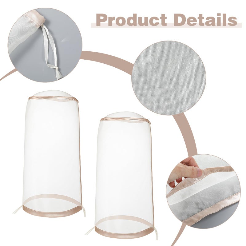 Aeaocvo 2 Pcs Wig Storage Bags, Adjustable Wig Covers with Drawstring, Portable Travel Wigs Storage Bag, Stand Dust Covers for Home Travel Salon (Beige) - Image 3